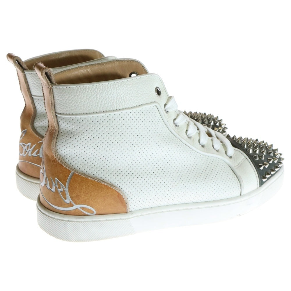 CHRISTIAN LOUBOUTIN(クリスチャンルブタン) LOU SPIKES ルー スパイクス スタッズ レザーハイカットスニーカー ホワイト/グレー