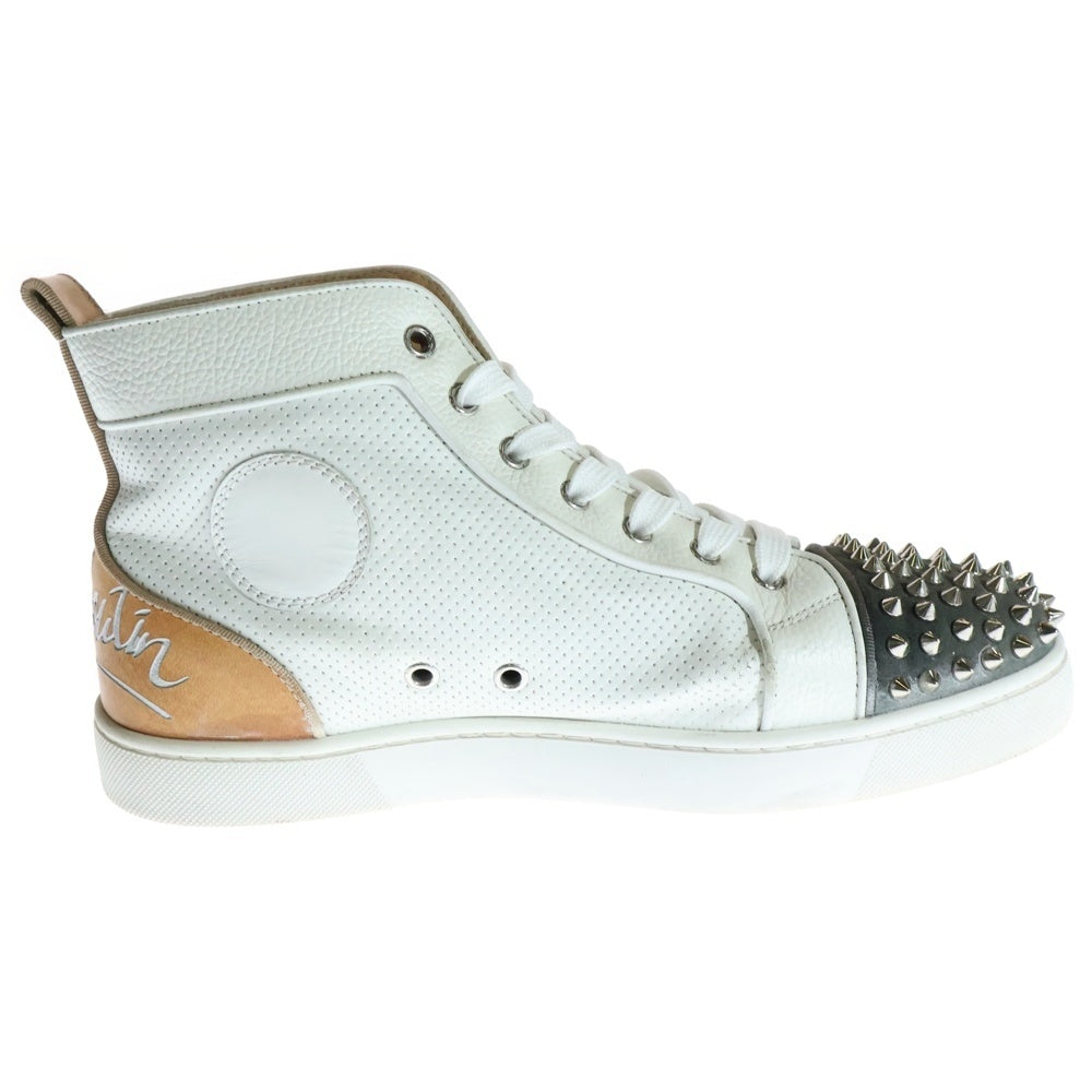 CHRISTIAN LOUBOUTIN(クリスチャンルブタン) LOU SPIKES ルー スパイクス スタッズ レザーハイカットスニーカー ホワイト/グレー