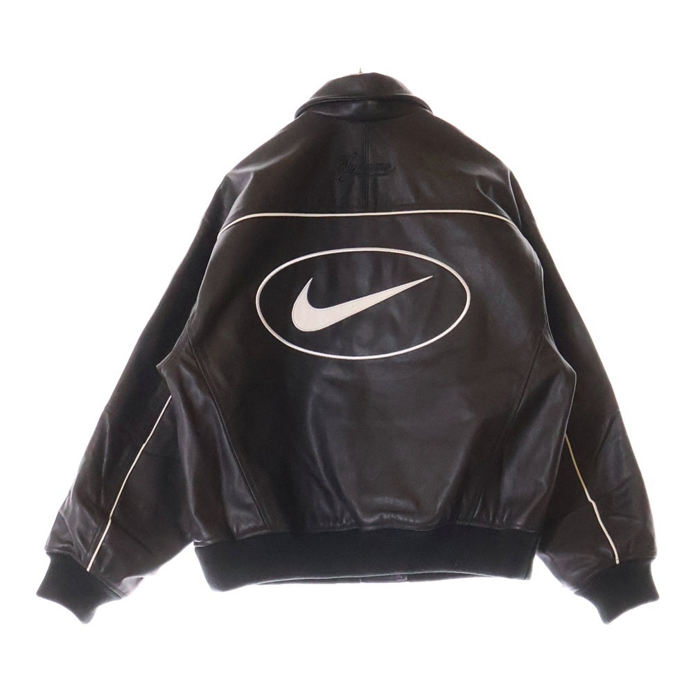 SUPREME(シュプリーム) 25SS×NIKE LEATHER VARSITY JACKET ナイキ バーシティ レザージャケット ブラック HF9634-010
