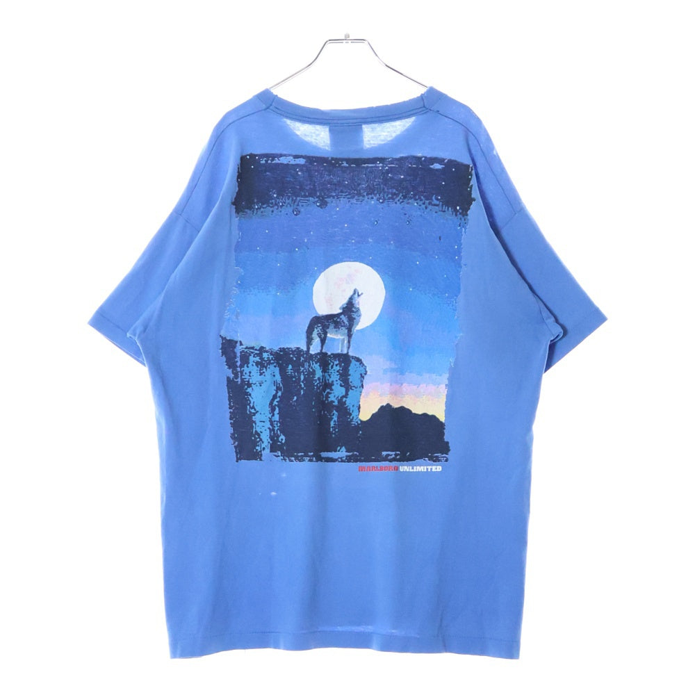 VINTAGE(ヴィンテージ) 90S VINTAGE Marlboro UNLIMITED COYOTE POCKET マルボロ アンリミテッド コヨーテ ポケット 両面プリント クルーネック 半袖Tシャツ カットソー ブルー