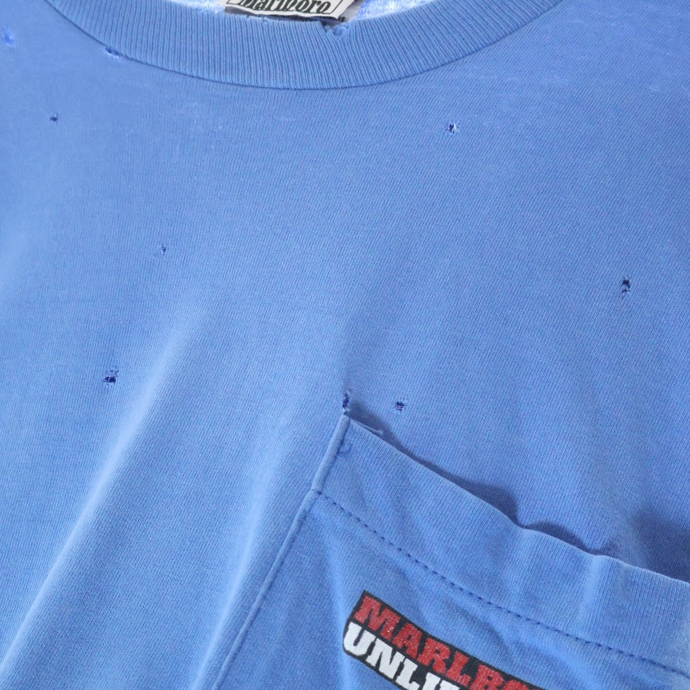 VINTAGE(ヴィンテージ) 90S VINTAGE Marlboro UNLIMITED COYOTE POCKET マルボロ アンリミテッド コヨーテ ポケット 両面プリント クルーネック 半袖Tシャツ カットソー ブルー