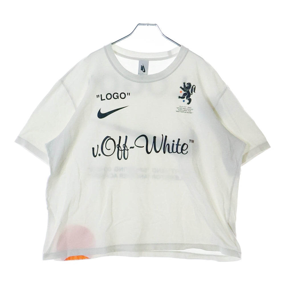 OFF-WHITE(オフホワイト) ×FOOTBALL COLLECTION TEE ナイキ フットボールコレクション グラフィックプリント クルーネック半袖Tシャツ カットソー ホワイト AJ3374-100