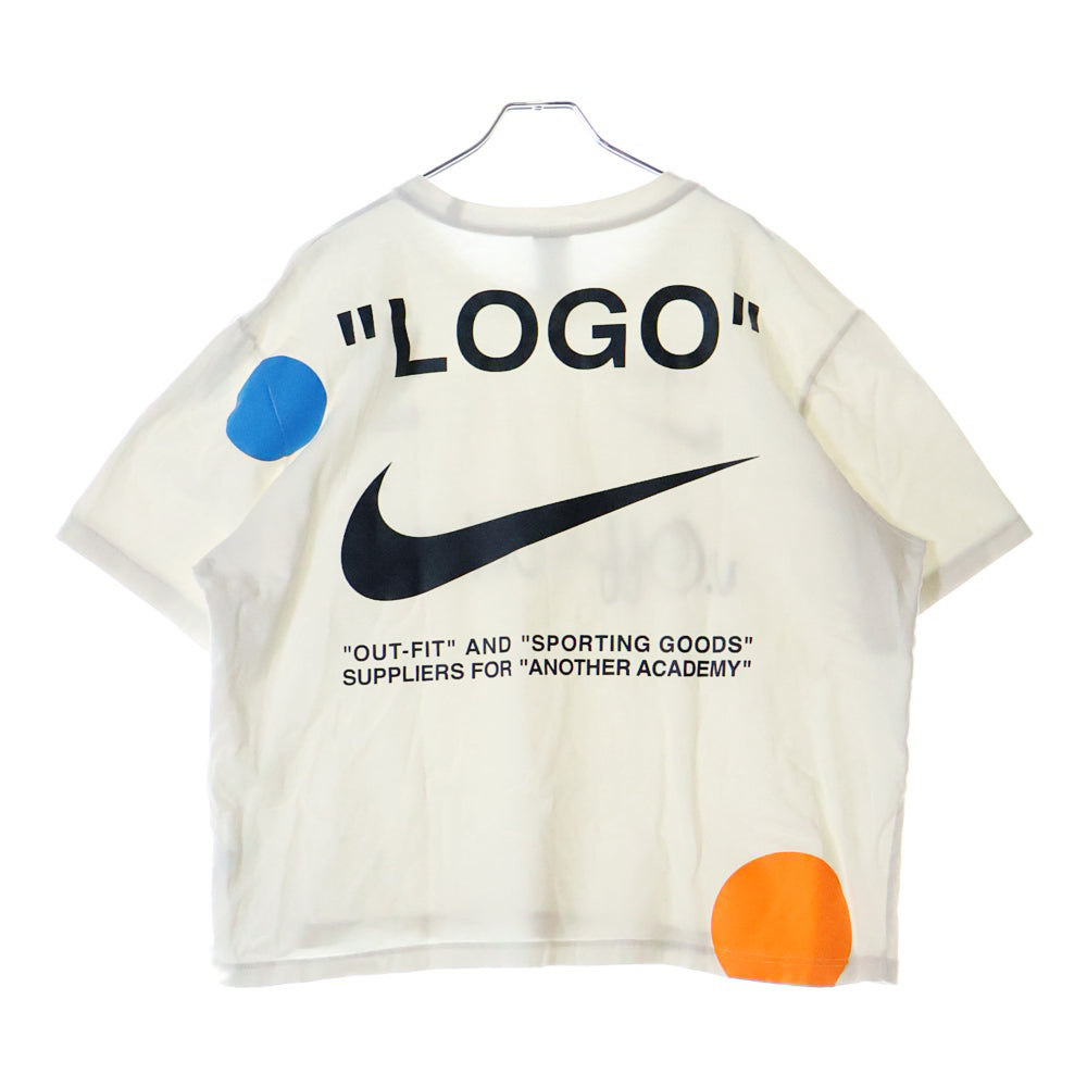 OFF-WHITE(オフホワイト) ×FOOTBALL COLLECTION TEE ナイキ フットボールコレクション グラフィックプリント クルーネック半袖Tシャツ カットソー ホワイト AJ3374-100