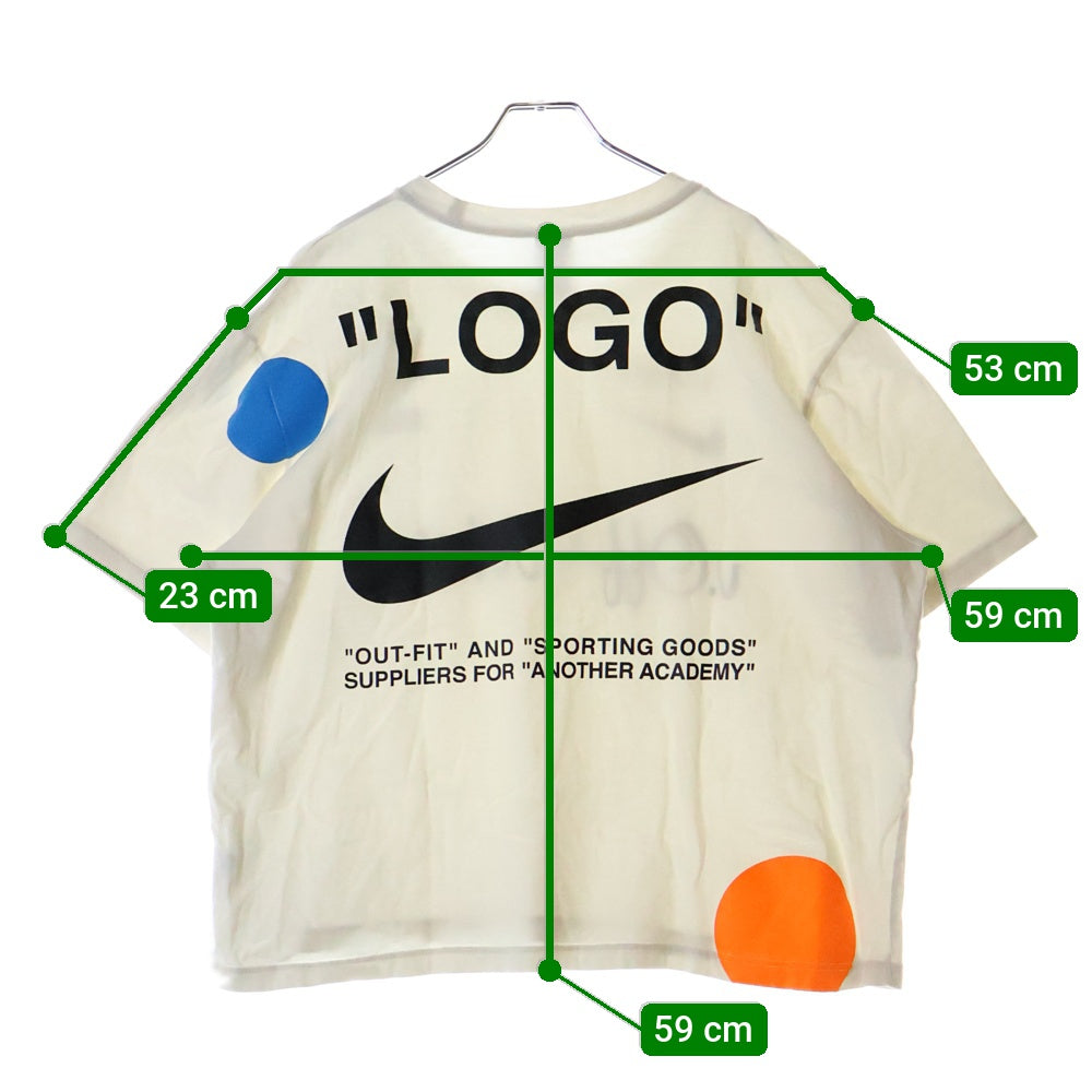 OFF-WHITE(オフホワイト) ×FOOTBALL COLLECTION TEE ナイキ フットボールコレクション グラフィックプリント クルーネック半袖Tシャツ カットソー ホワイト AJ3374-100