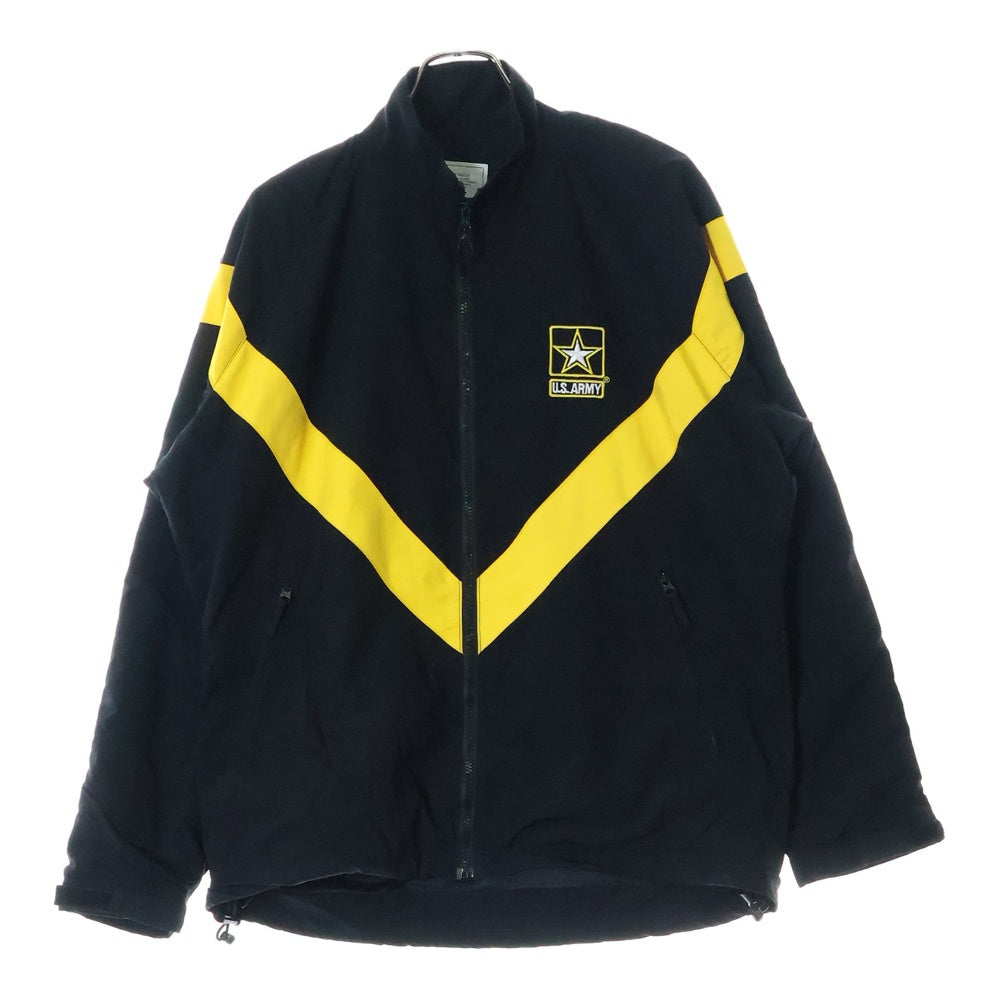 NO BRAND(ノーブランド) U.S.ARMY ユーエス アーミー ロゴワッペン付き ジップアップナイロンジャケット ブラック/イエロー