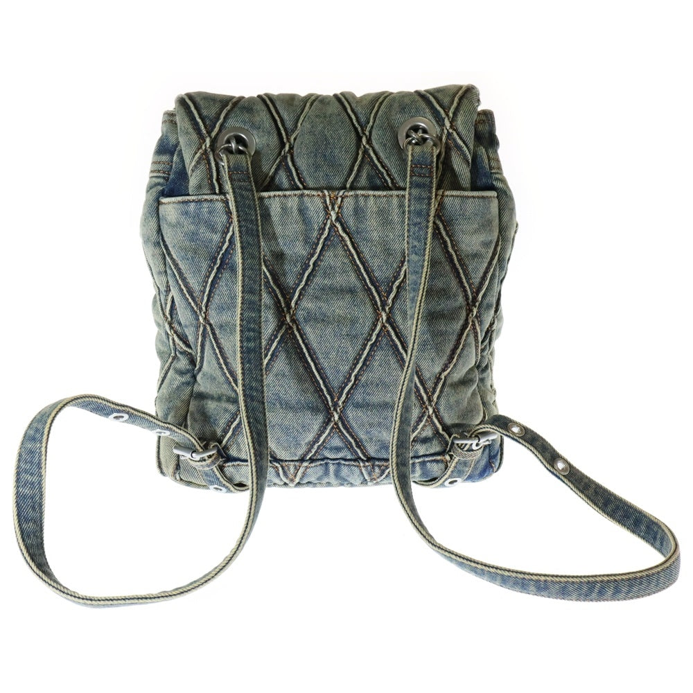 DIESEL(ディーゼル) CHARM-D レタリングチャーム付 キルティング デニムリュック バックパック インディゴ X10061P5570