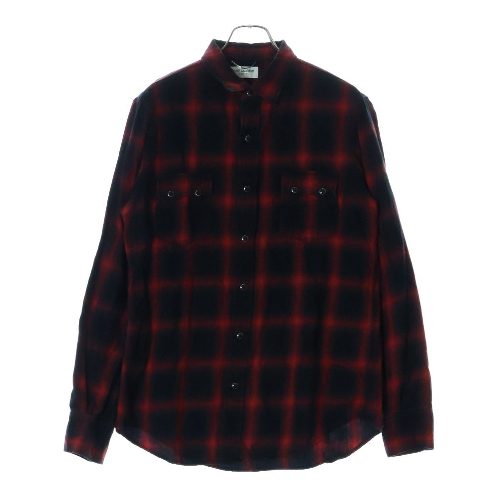 SAINT LAURENT PARIS(サンローランパリ) 15AW Plaid Western Shirt プレイド ウエスタン オンブレチェック 長袖 シャツ レッド 398063 Y9521
