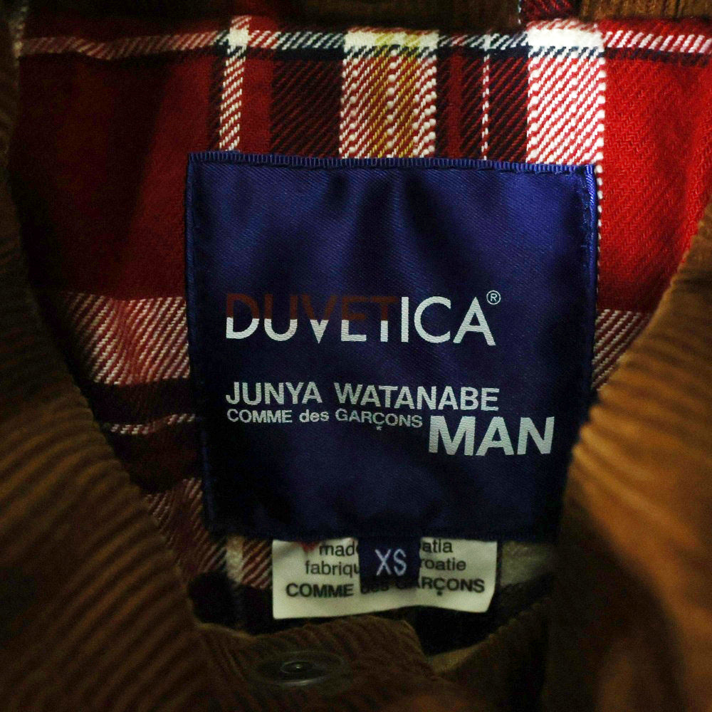 JUNYA WATANABE COMME des GARCONS(ジュンヤワタナベ コムデギャルソン) 12AW AD2012 ×DUVETICA デュベティカ 異素材切替 裏地チェック フーデッド ダウンジャケット ブラウン WJ-J402