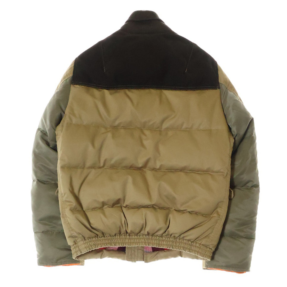 JUNYA WATANABE COMME des GARCONS(ジュンヤワタナベ コムデギャルソン) 11AW AD2011 ×ザノースフェイス 異素材切替 裏地チェック ジップアップ ダウンジャケット ブルゾン ブラウン WH-J912