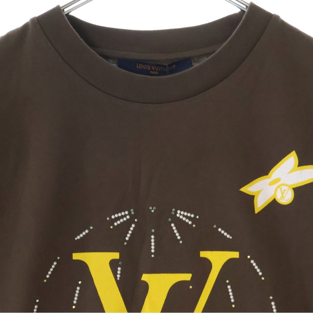 LOUIS VUITTON(ルイヴィトン) 25SS WASHED EMBELLISHED COTTON T-SHIRT ウォッシュド エンベリッシュド コットン クルーネック半袖Tシャツ カットソー ブラウン RM251M NPG HSY97W