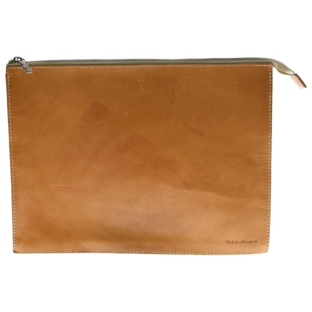 nudie jeans(ヌーディージーンズ) OSCARSSON GEAR CASE オスカーソン ギアケース カウレザークラッチバッグ ブラウン