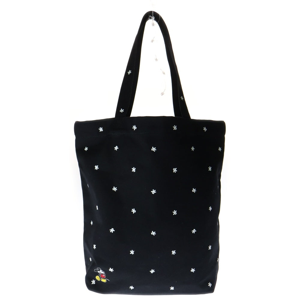 beautiful people(ビューティフルピープル) ×Disney Mickey NAME TAG TOTE BAG ディズニー ミッキー ネームタグ コットン トートバッグ ブラック 7135611982