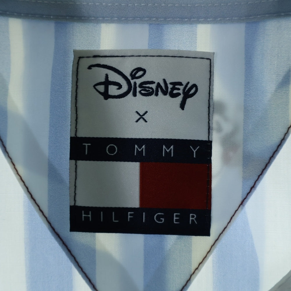 TOMMY HILFIGER(トミーヒルフィガー) ×Disney Mickey ディズニー ミッキー ロングスリーブ ストライプ コットン シャツ ライトブルー/ホワイト