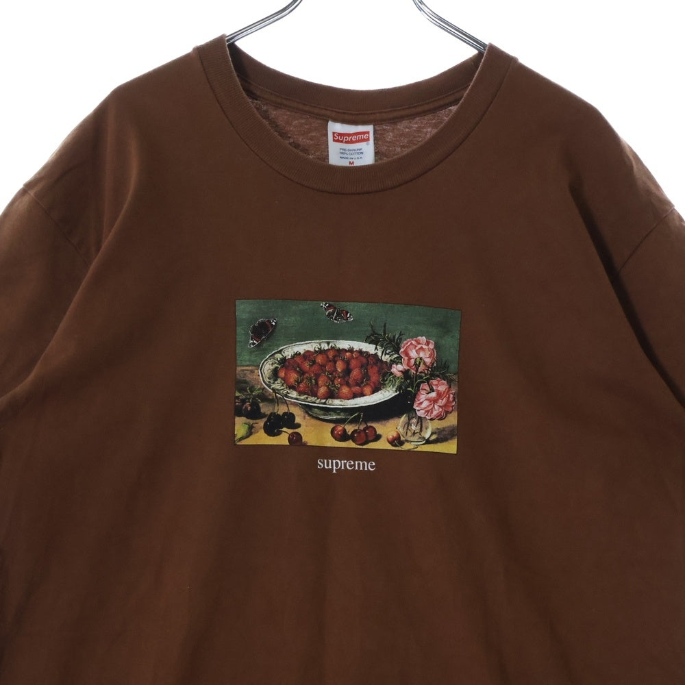 SUPREME(シュプリーム) 23SS Strawberries Tee ストロベリープリントTシャツ 半袖カットソー ブラウン