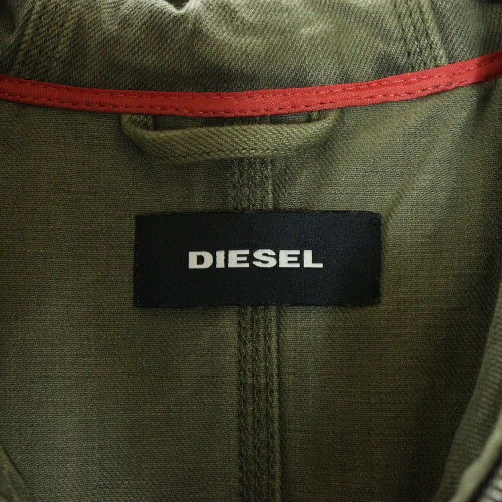 DIESEL(ディーゼル) ラグラン 切り替え ダブルフラップポケット フーデット デニム モッズコート ブルー/インディゴ