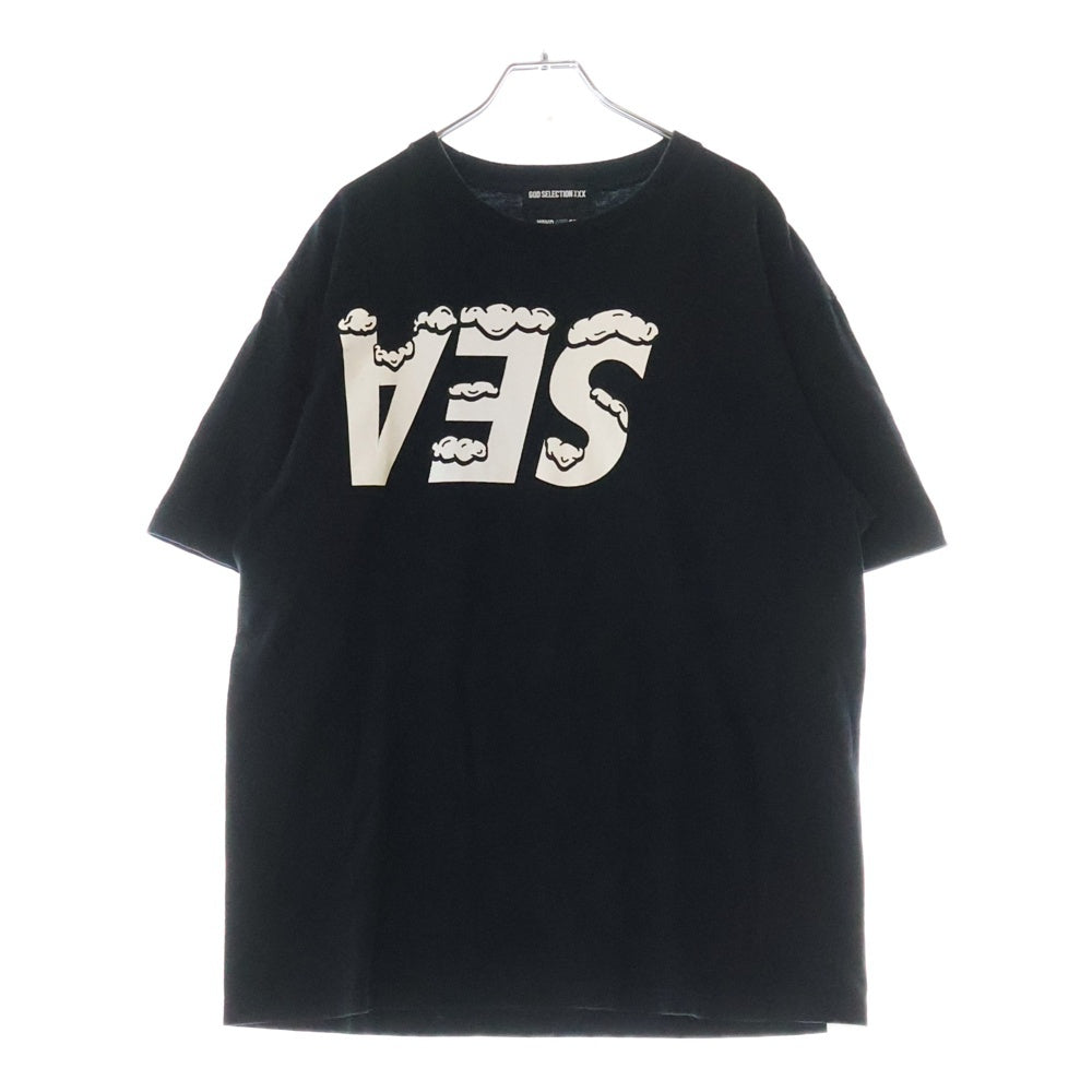 GOD SELECTION XXX(ゴッドセレクショントリプルエックス) ×WIND AND SEA ウィンダンシー ロゴプリントTシャツ 半袖クルーネックカットソー ブラック GX-A22-WSST-02