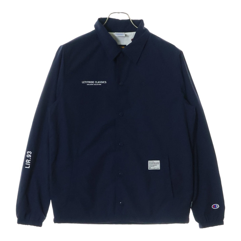 CHAMPION(チャンピオン) ×Let It Ride レットイットライド スナップボタン バックプリント コーチジャケット ネイビー C8-M613