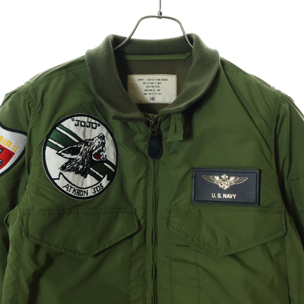 HOUSTON(ヒューストン) US.NAVY TYPE G-8 WEP JACKET VA-305パッチ付き 後期型 フライトジャケット グリーン