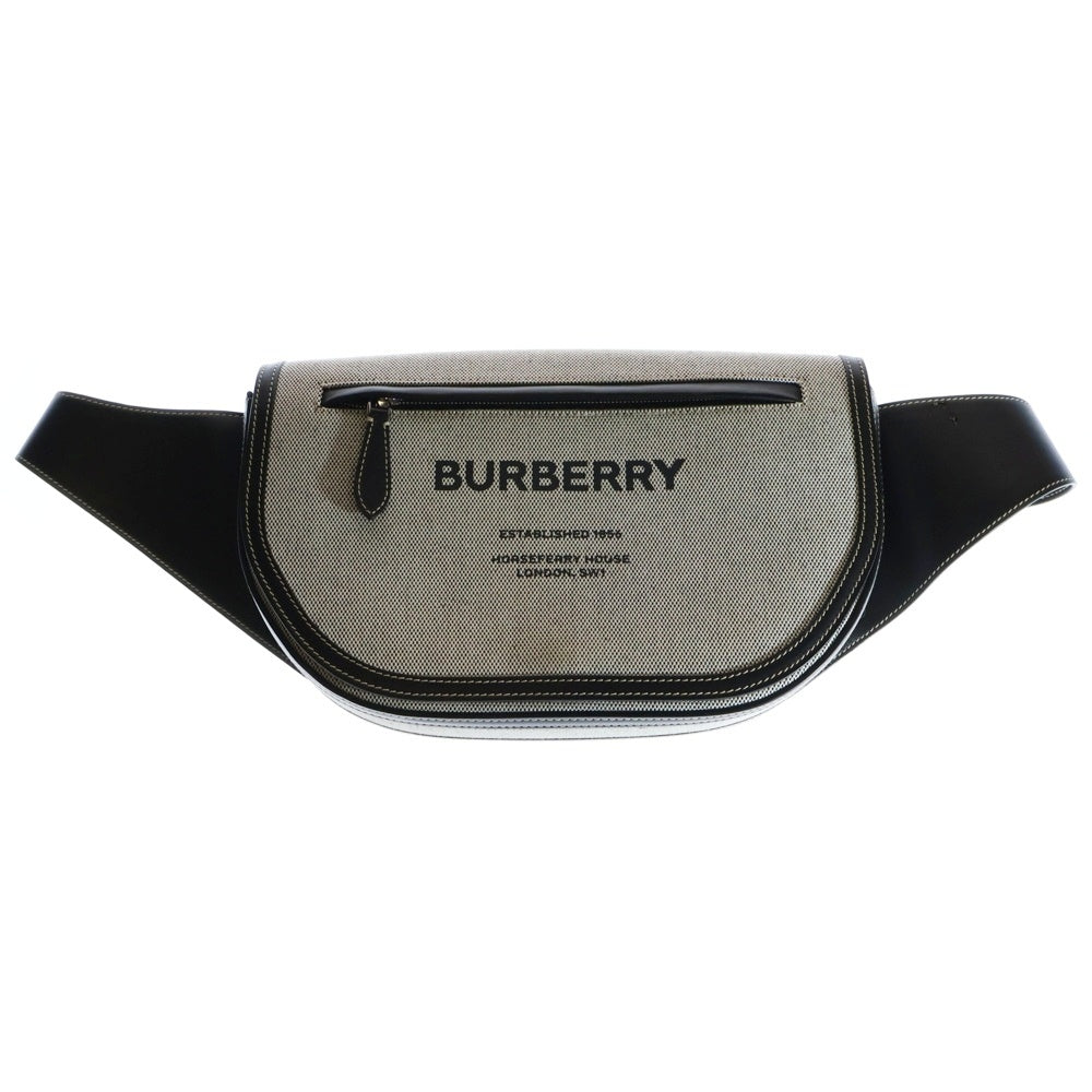 BURBERRY(バーバリー) HORSEFERRY PRINT CANVAS SMALL OLYMPIA BUM BAG ホースフェリー プリント キャンバス スモール バム ウエスト バッグ グレー/ブラック 8039505
