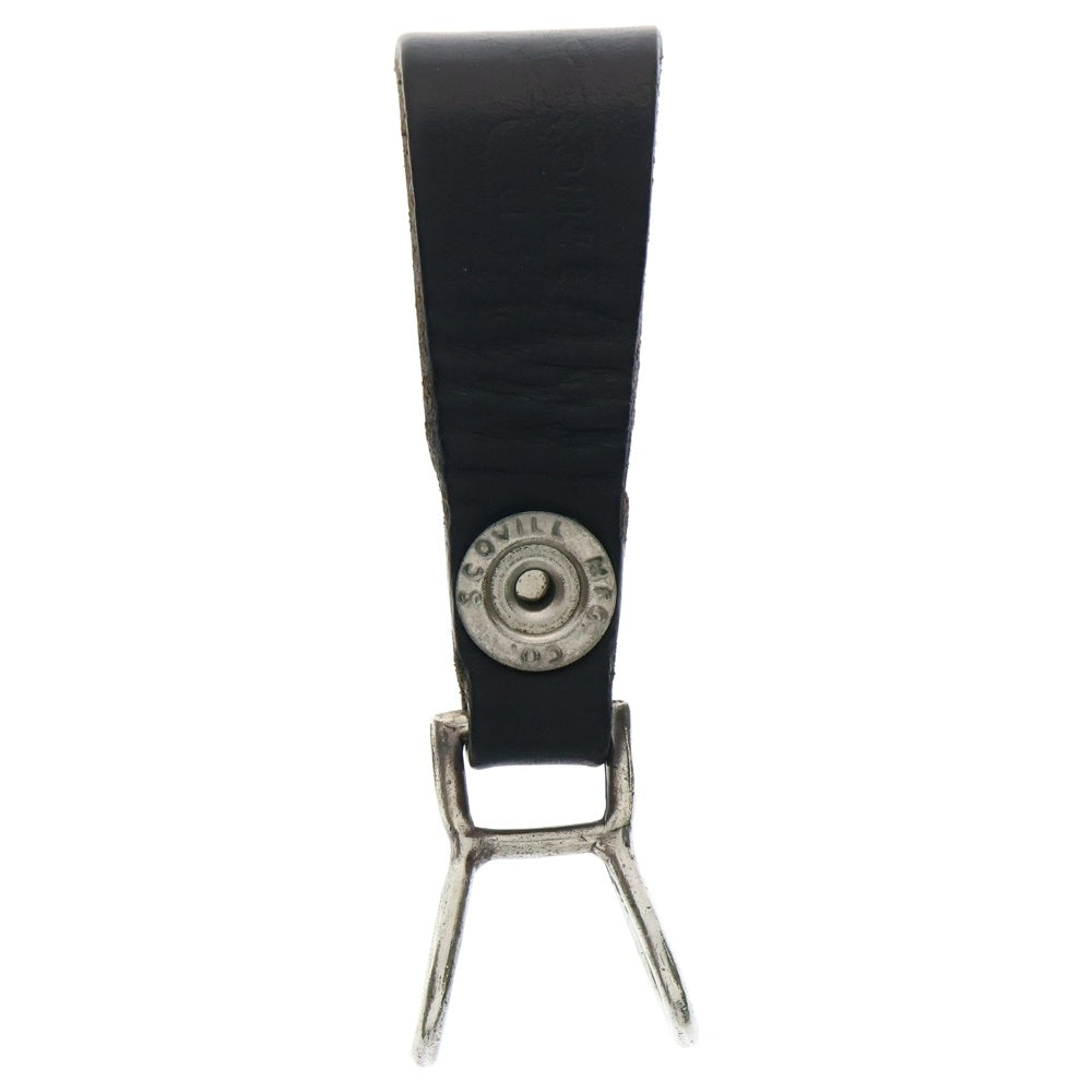 CHROME HEARTS(クロムハーツ) BELT LOOP クロスボールボタン レザーベルトループ シルバー/ブラック BCA397