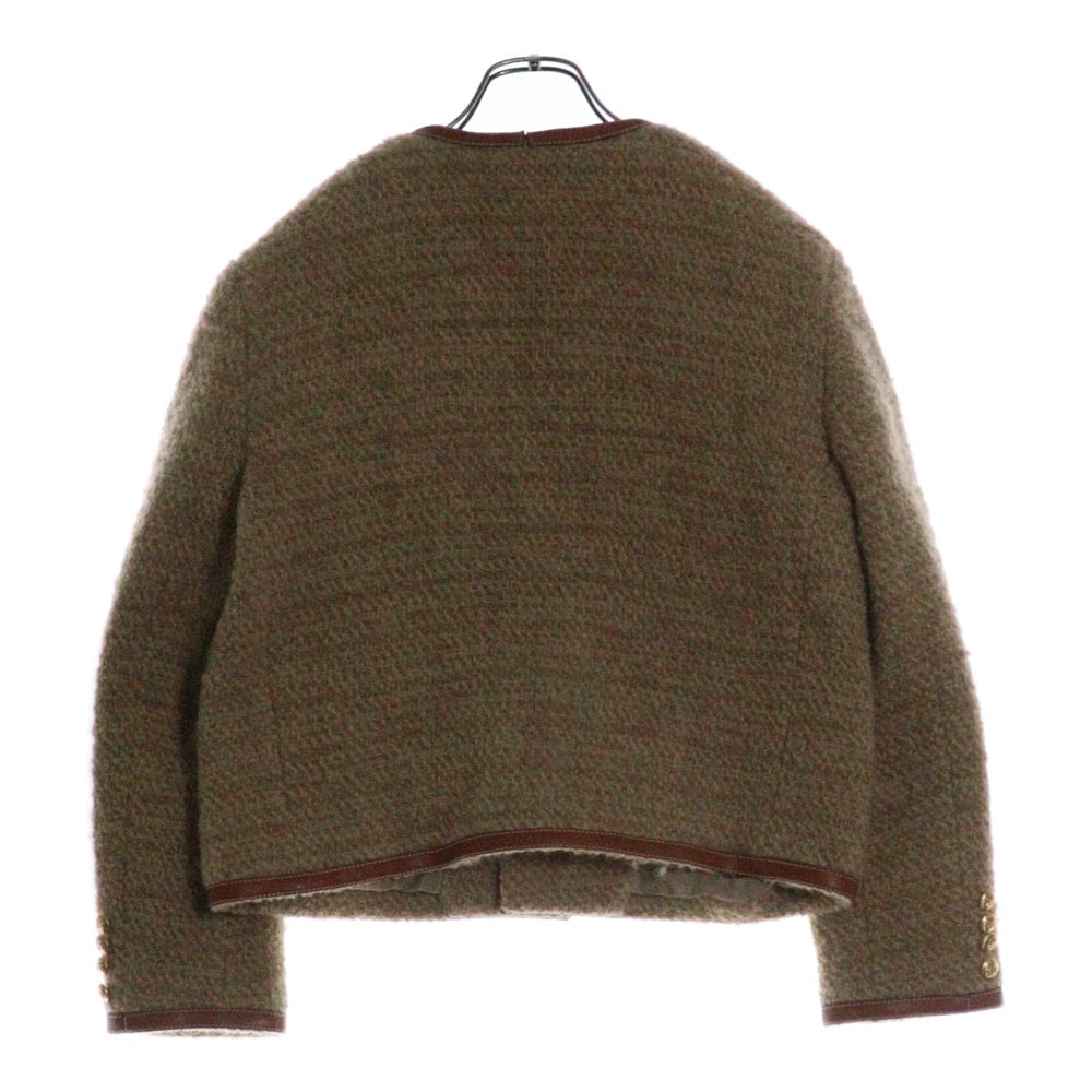 CELINE(セリーヌ) モヘア混 金ボタン ノーカラー シャスールジャケット レディース ライトブラウン 2V42J576R