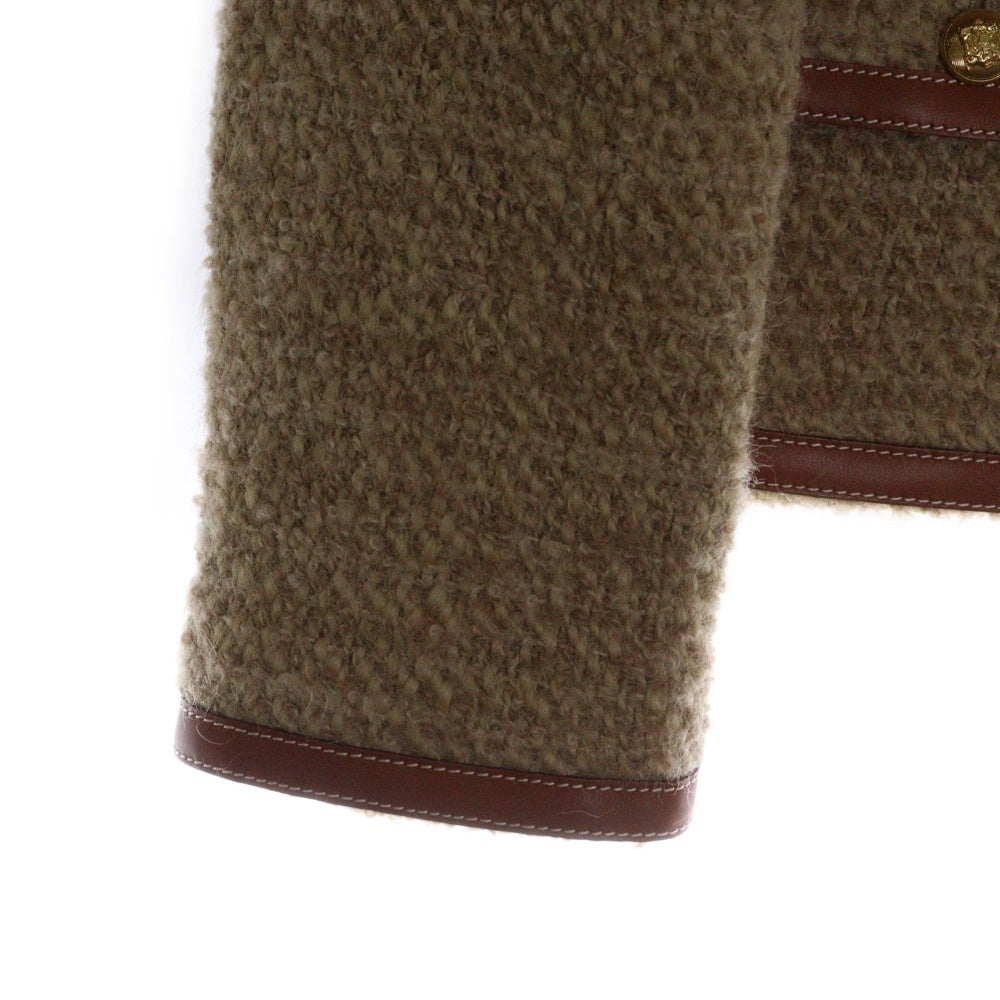 CELINE(セリーヌ) モヘア混 金ボタン ノーカラー シャスールジャケット レディース ライトブラウン 2V42J576R