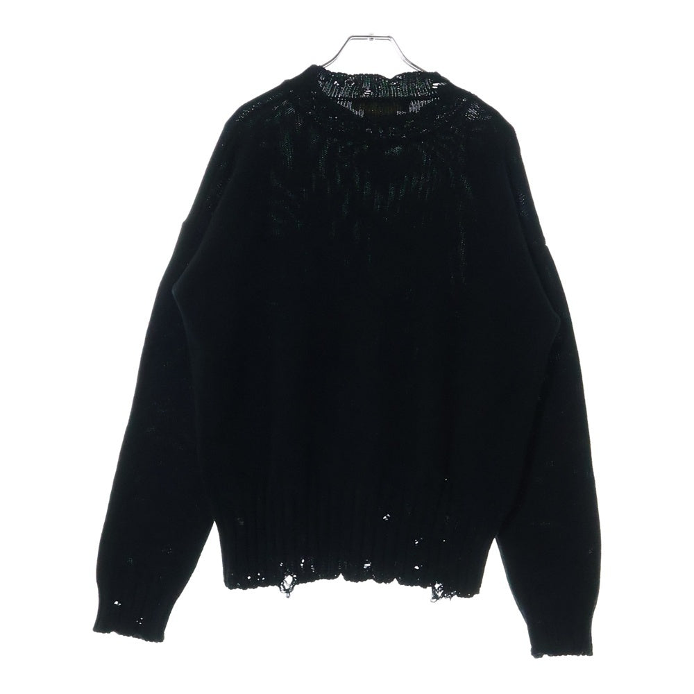 MARNI(マルニ) CREW NECK L/S SWEATER コットン ダメージ クルーネック ニットセーター ブラック GCMG0210A0