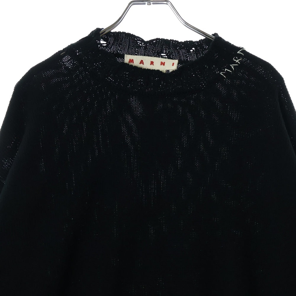 MARNI(マルニ) CREW NECK L/S SWEATER コットン ダメージ クルーネック ニットセーター ブラック GCMG0210A0