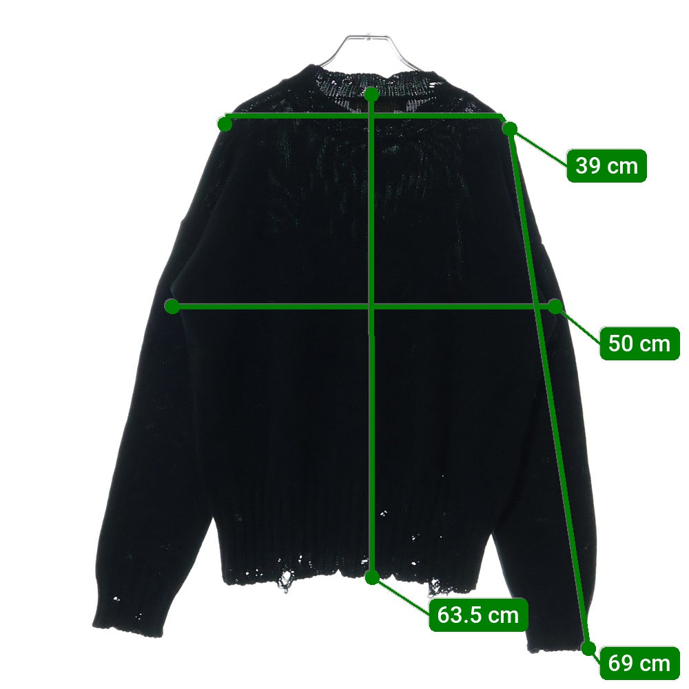 MARNI(マルニ) CREW NECK L/S SWEATER コットン ダメージ クルーネック ニットセーター ブラック GCMG0210A0