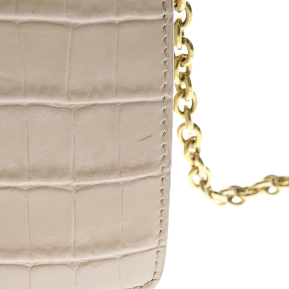 FURLA(フルラ) MINI CROSSBODY クロコ型押し チェーンショルダー ミニ クロスボディバッグ レディース ベージュ