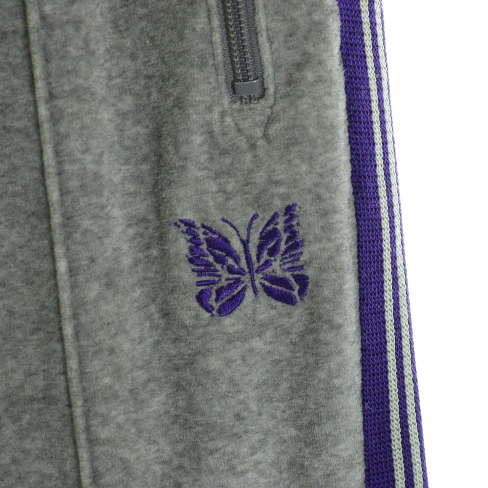 Needles(ニードルス) ロゴ刺繍 サイドライン ベロア トラック パンツ グレー KP227