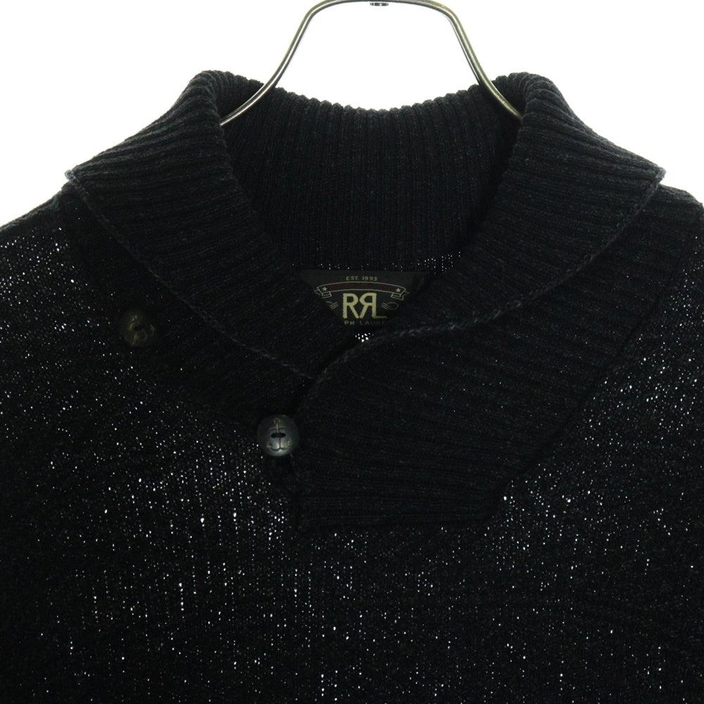 RRL(ダブルアールエル) ショールカラー コットン ニット セーター ブラック