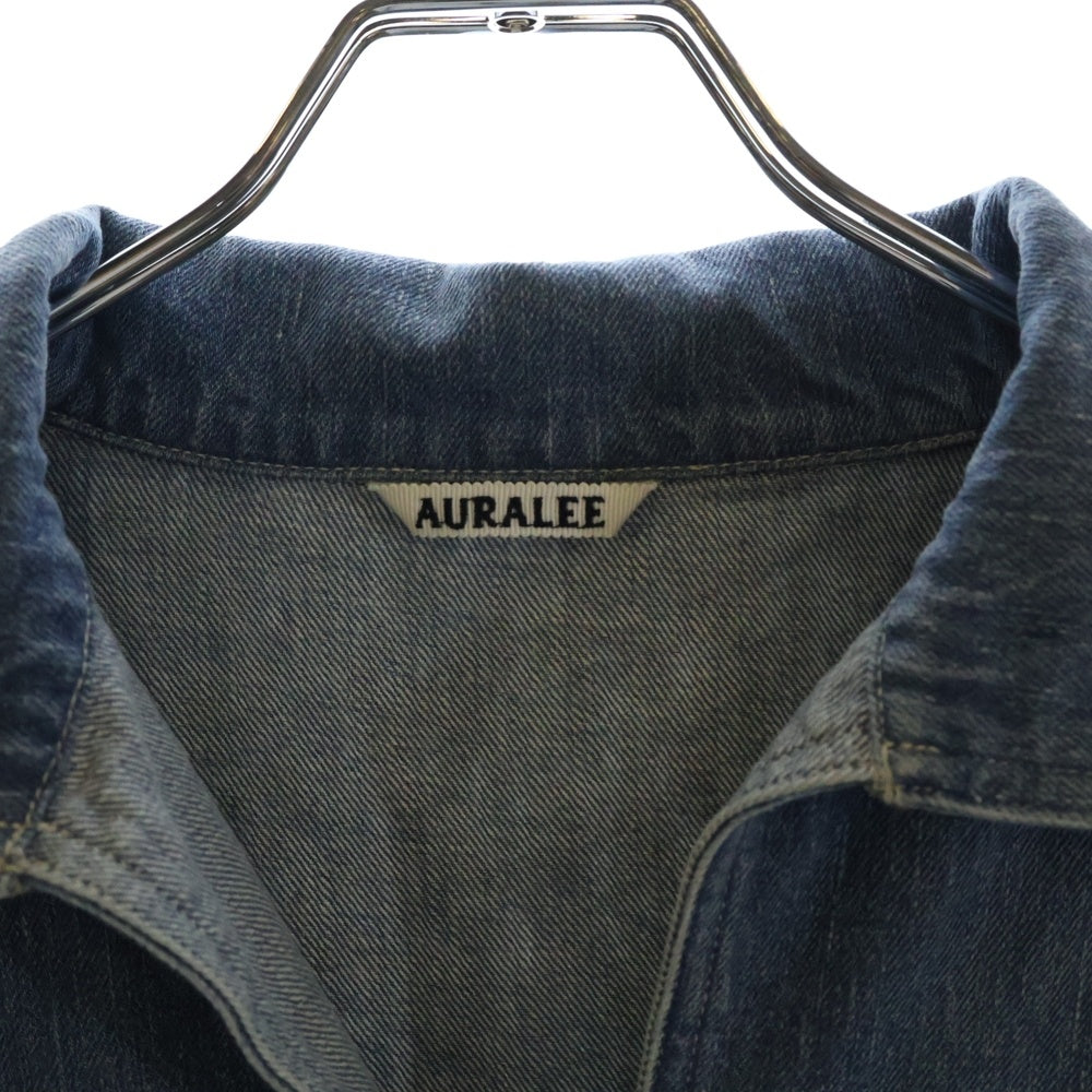 AURALEE(オーラリー) 24SS SELVEDGE FADED LIGHT DENIM P/O SHIRT セルヴィッチ フェード加工 デニムプルオーバーシャツ スキッパーシャツ インディゴ A24SS02DE