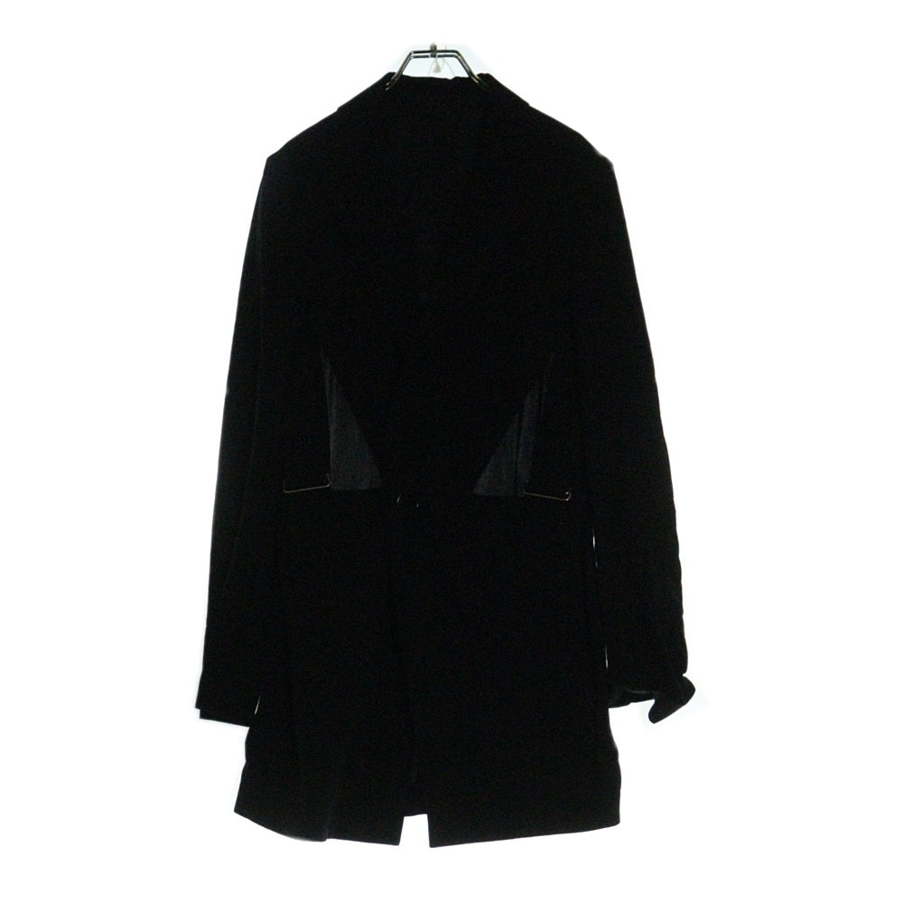 Yohji Yamamoto FEMME(ヨウジヤマモトファム) 04SS 変形 レーヨン ベルト 1B シングルテーラードジャケット レディース ブラック FZ-J08-206