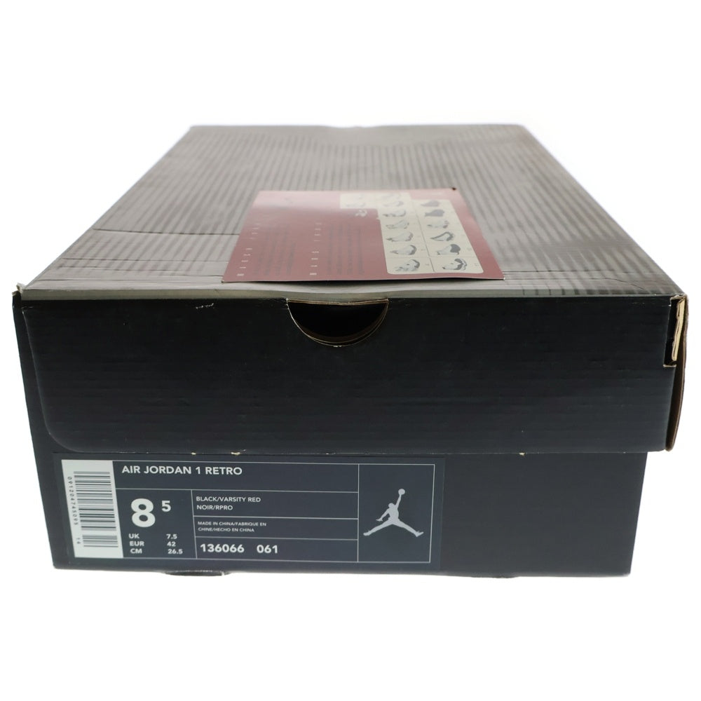 NIKE(ナイキ) 【観賞用 2001年製】 AIR JORDAN 1 RETRO HIGH BRED エアジョーダン1 ブレッド ハイカットスニーカー ブラック/レッド US8.5/26.5cm 136066-061