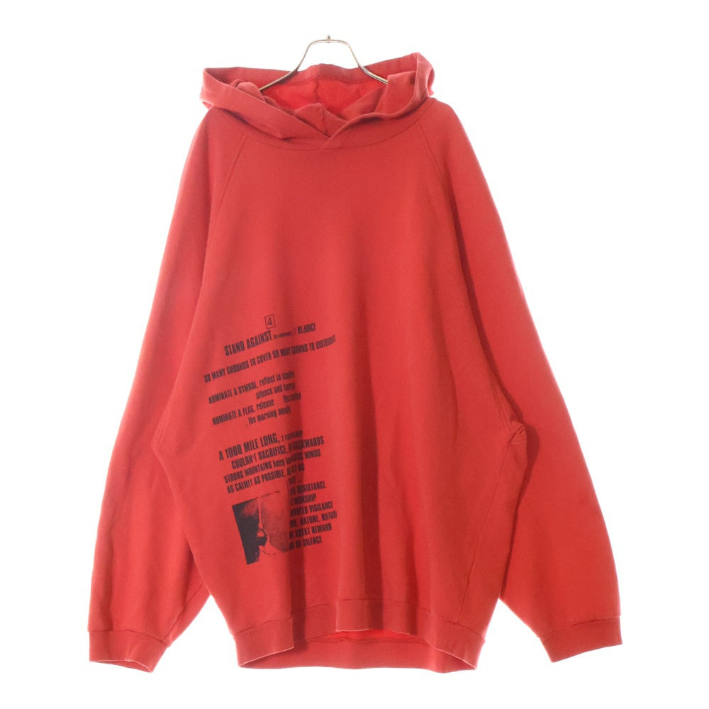 RAF SIMONS(ラフシモンズ) 21SS ARCHIVER REDUX テロ期 復刻 プルオーバー スウェット パーカー レッド A01-126