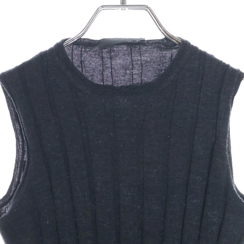 PRADA(プラダ) RIBBED SLEEVELESS KNIT リブ ノースリーブ フリースウール ニット カーディガン レディース ダークグレー