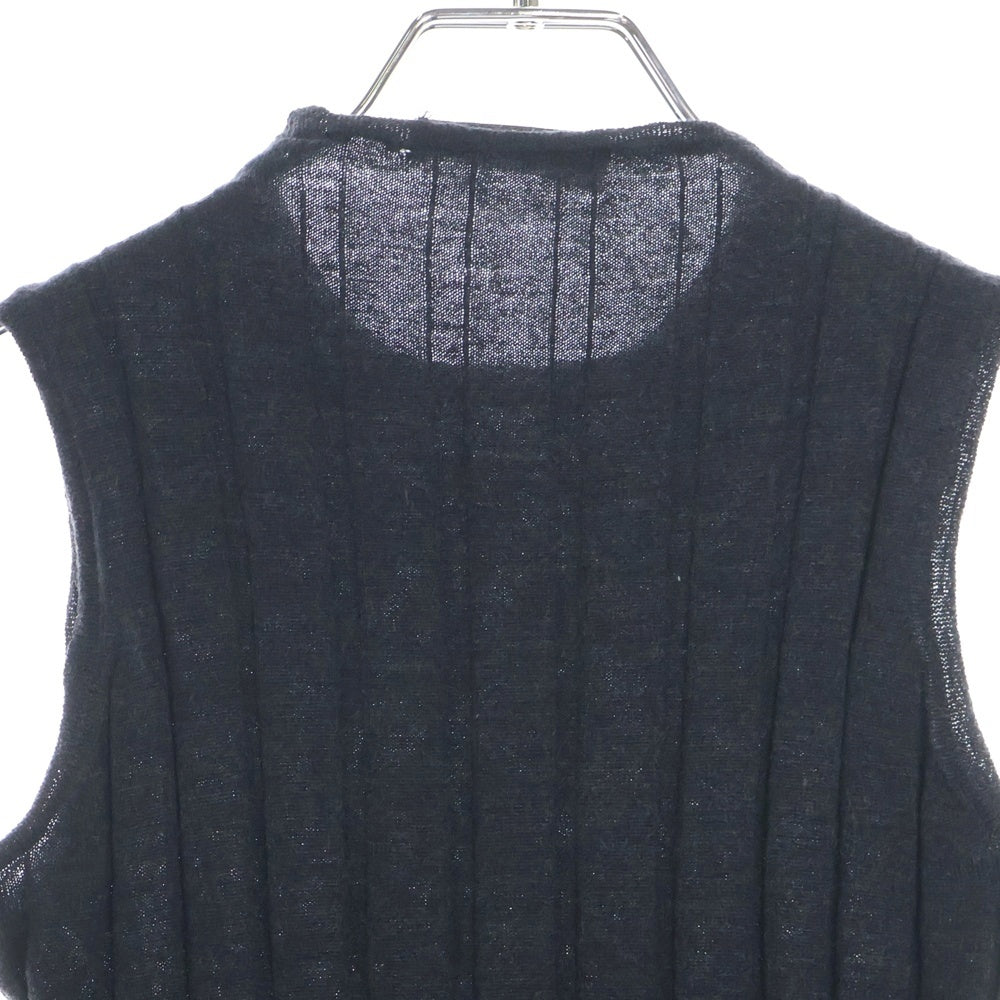 PRADA(プラダ) RIBBED SLEEVELESS KNIT リブ ノースリーブ フリースウール ニット カーディガン レディース ダークグレー