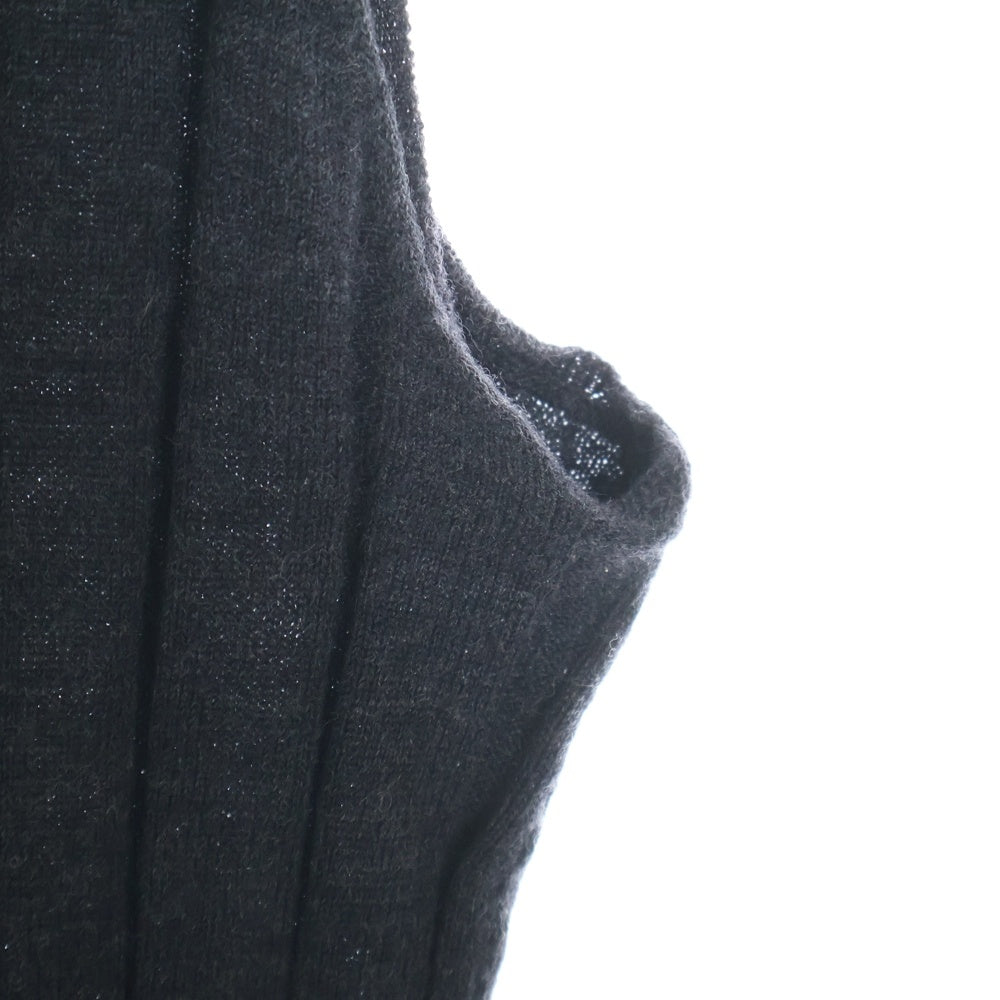PRADA(プラダ) RIBBED SLEEVELESS KNIT リブ ノースリーブ フリースウール ニット カーディガン レディース ダークグレー