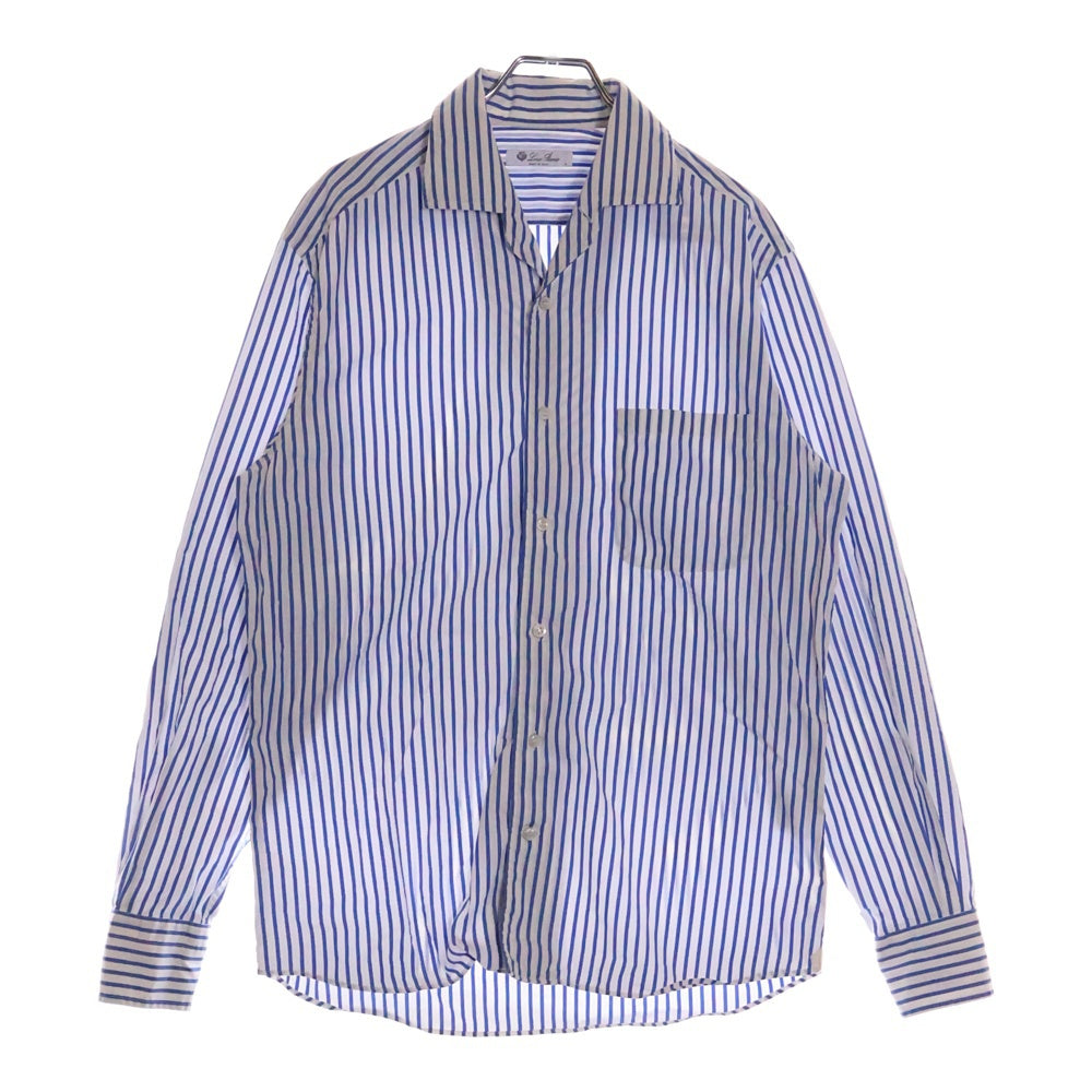 Loro Piana(ロロピアーナ) ストライプ コットン 長袖シャツ ブルー/ホワイト MAB1852
