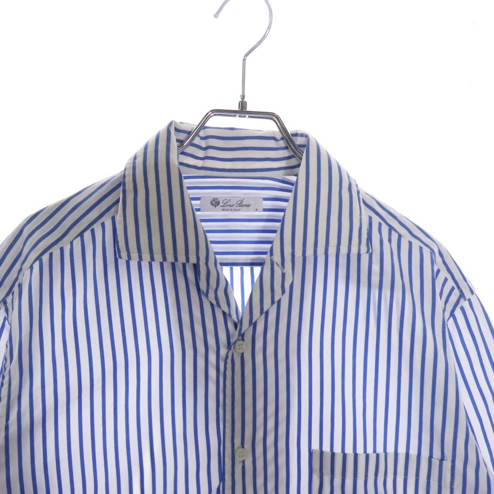 Loro Piana(ロロピアーナ) ストライプ コットン 長袖シャツ ブルー/ホワイト MAB1852