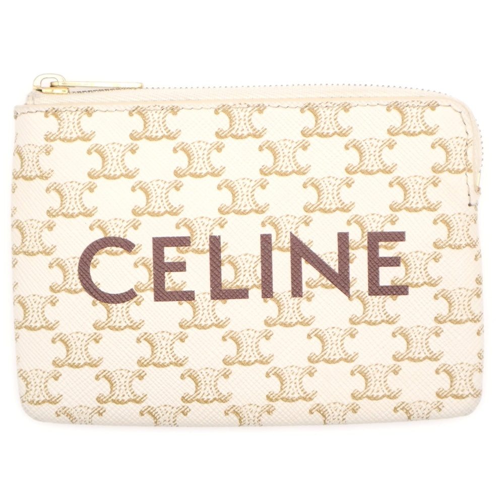 CELINE(セリーヌ) トリオンフキャンバス チェーン付 ジップアラウンドコインケース カードケース レディース ホワイト 10C66 2CA2