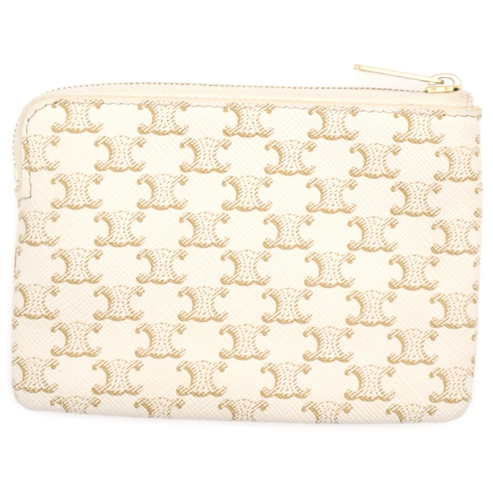 CELINE(セリーヌ) トリオンフキャンバス チェーン付 ジップアラウンドコインケース カードケース レディース ホワイト 10C66 2CA2