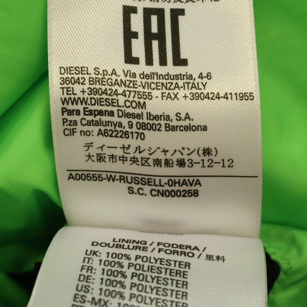 DIESEL(ディーゼル) W-RUSSELL-PAD JACKET ラッセル ロゴプリント フーデッド ダウンジャケット ブラック A00555