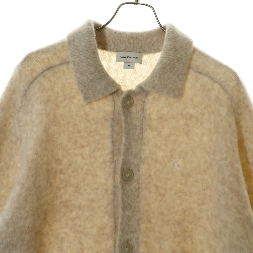 Calvin Klein(カルバンクライン) BUTTON COLLAR KNIT CARDIGAN ボタンカラー ニットカーディガン アイボリー J326675