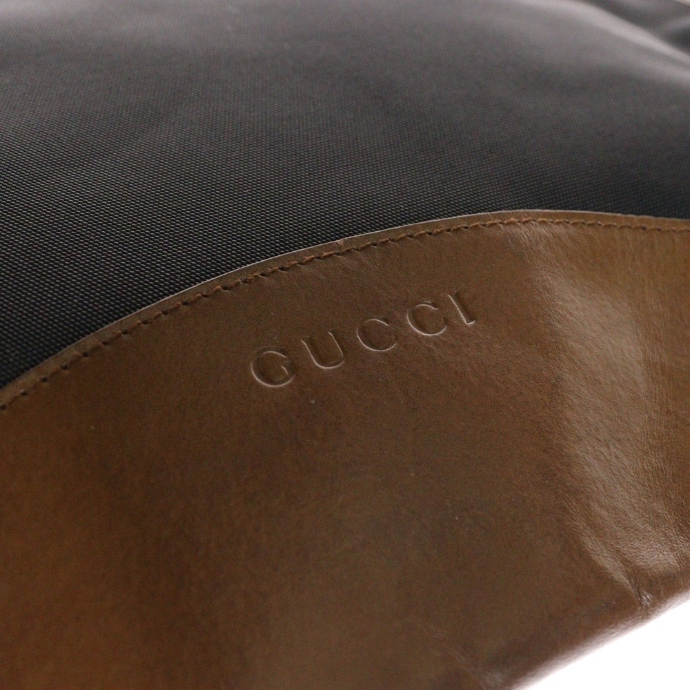 GUCCI(グッチ) レザー切替 ナイロン クラッチバッグ ブラック/ブラウン 20461