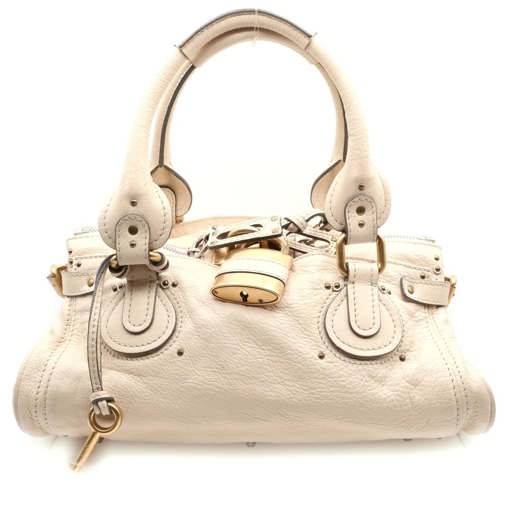 Chloe(クロエ) パディントン 南京錠 レザー ハンドバッグ ベージュ 01-11-51-5276
