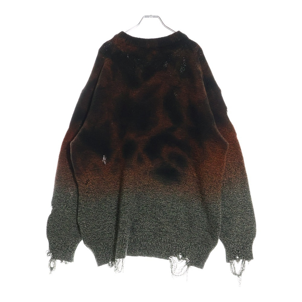 Children of the discordance(チルドレンオブザディスコーダンス) 5G HAND DIEING CN KNIT ハンドダイイング グラデーション ダメージ ニット セーター レッド/グリーン