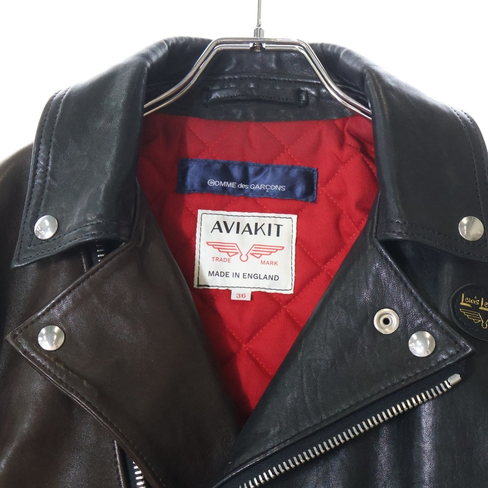 Lewis Leathers(ルイスレザー) ×COMME des GARCONS AD2020 LIGHTNING コムデギャルソン ライトニング クレイジーパターン ラム レザー ダブルライダースジャケット KZ-J005