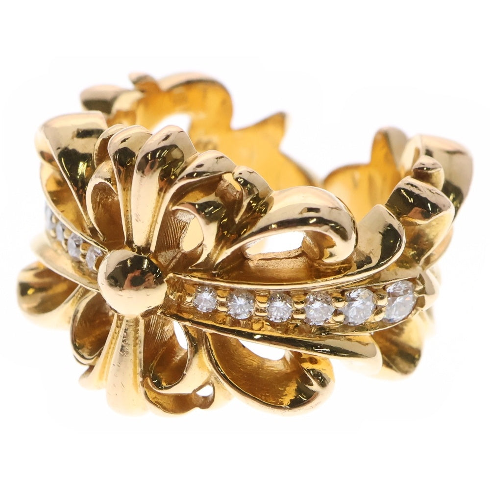 CHROME HEARTS(クロムハーツ) 22K DBL FLRL CRS P D ダブルフローラルクロス リング PAVEダイヤ ゴールド